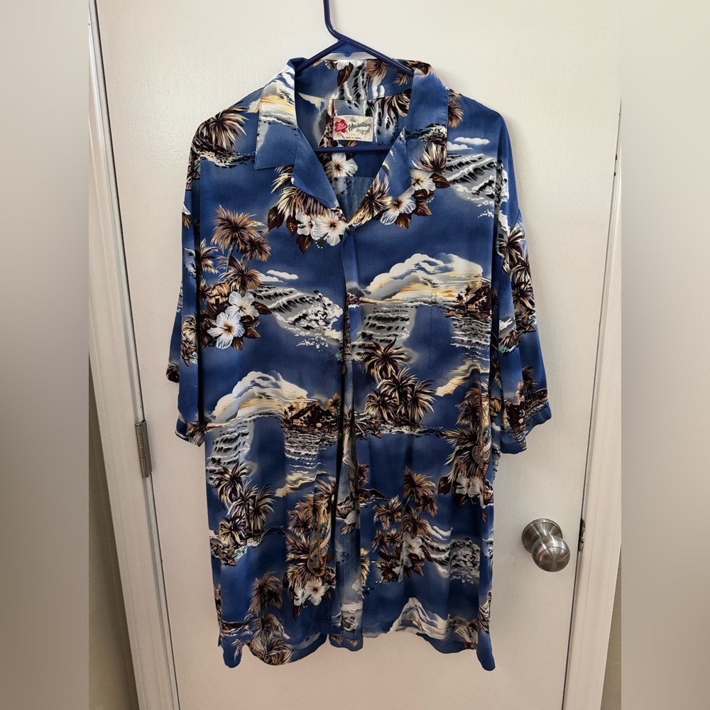 Hilo Hattie Hawaiian Shirt with Palm and Floral Print 2XL